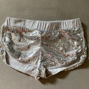 Grey sequin short shorts